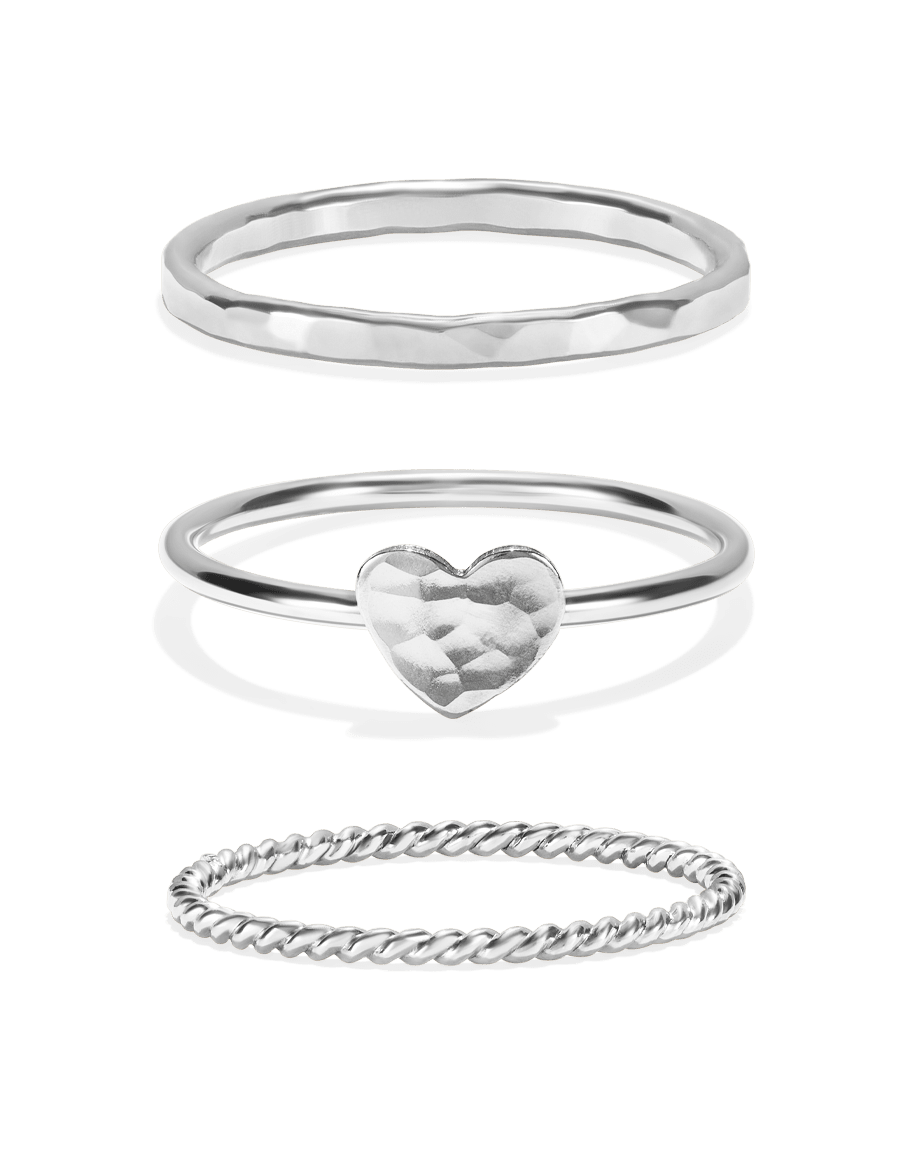 Tiny Heart Stacking Ring Set