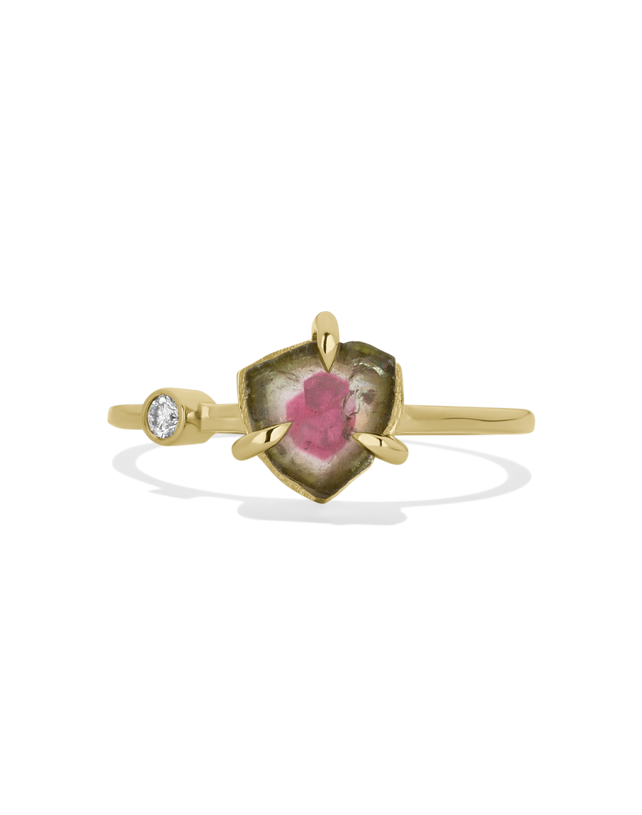 Watermelon Ring in gold, style A product shot on white background