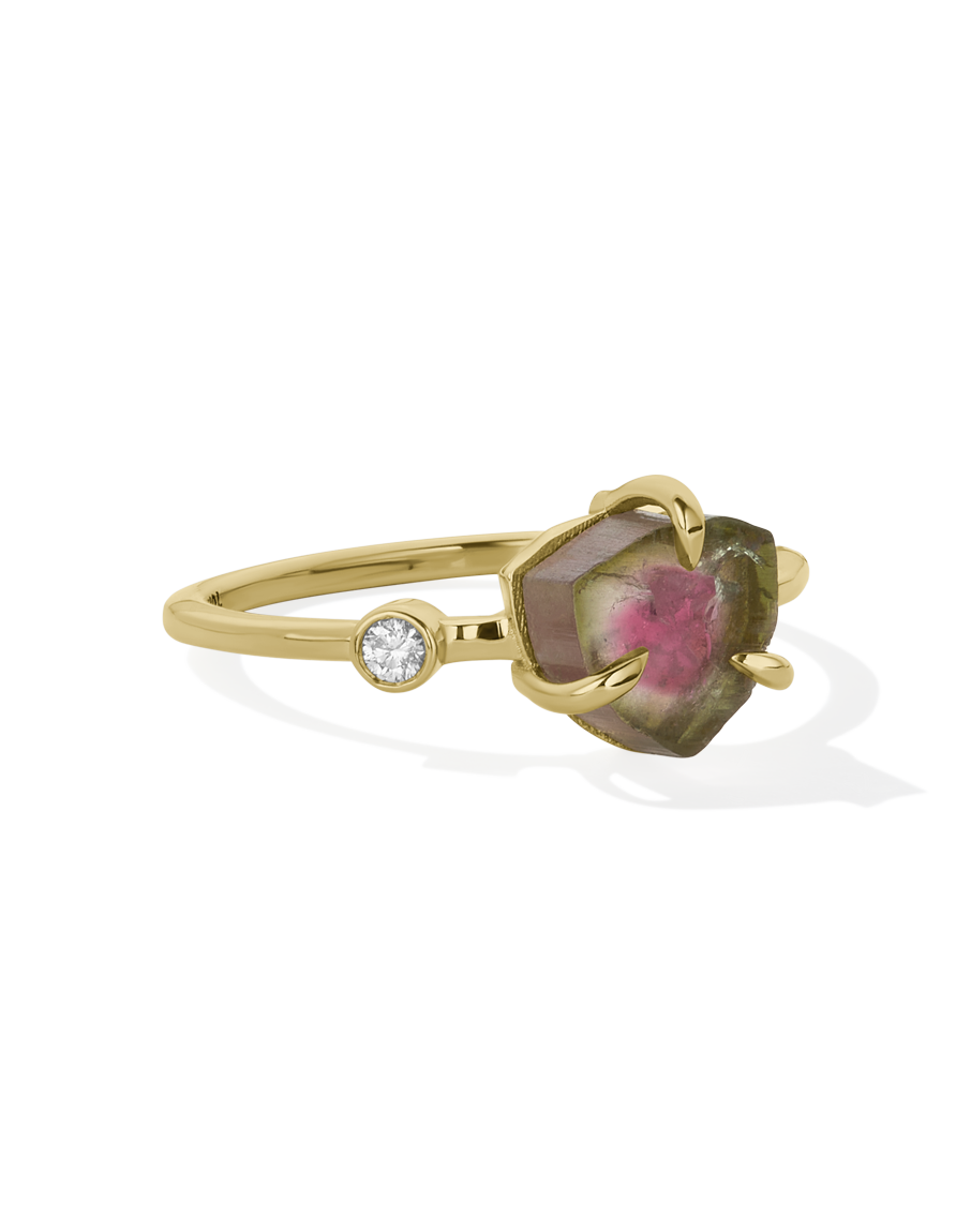 Watermelon Ring in gold, style B product shot on white background
