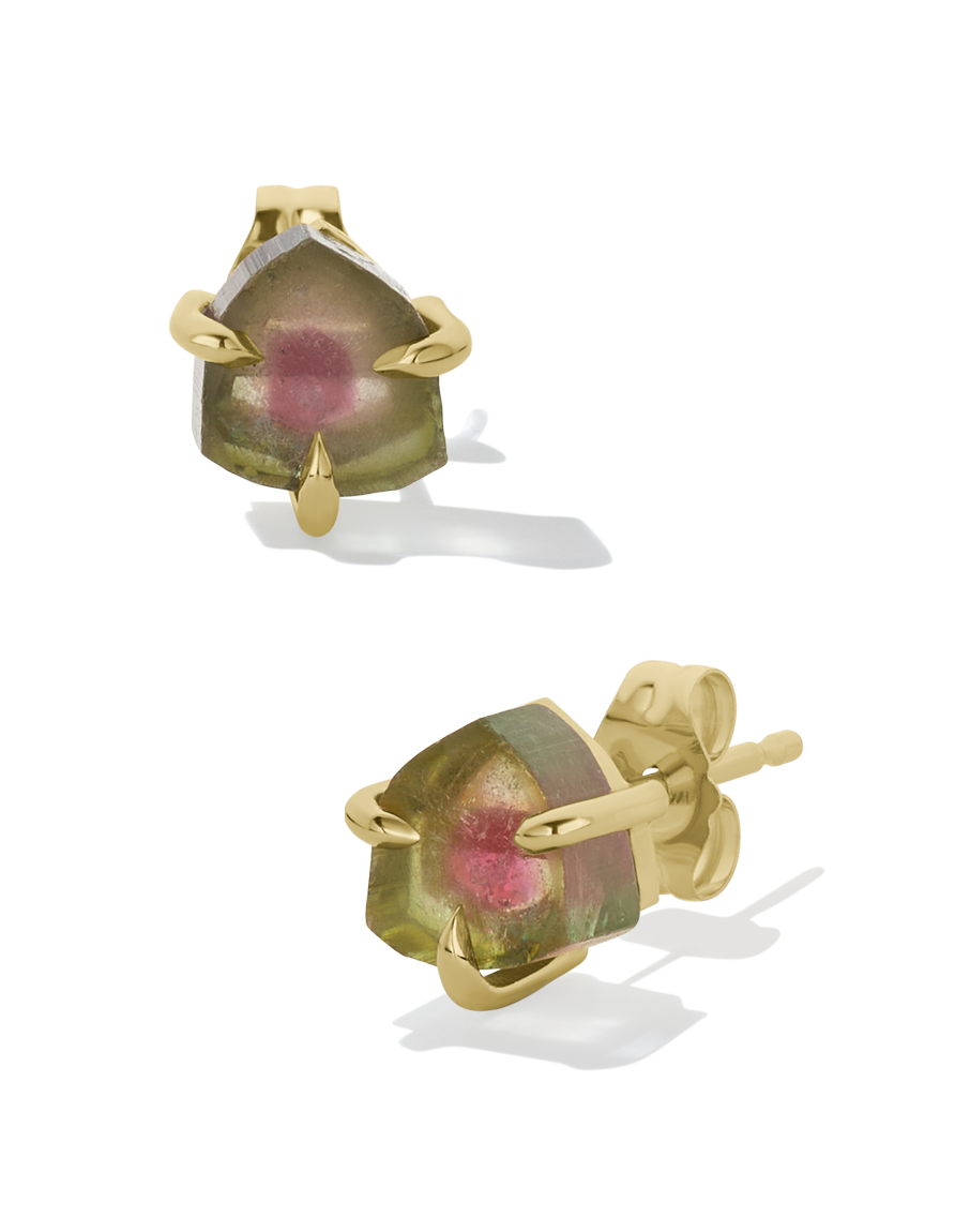 Watermelon Tourmaline Studs