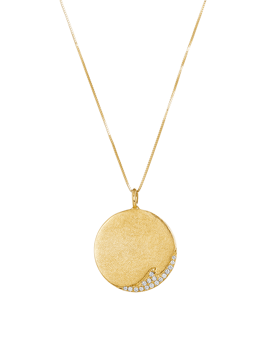 Diamond Wave Coin Necklace