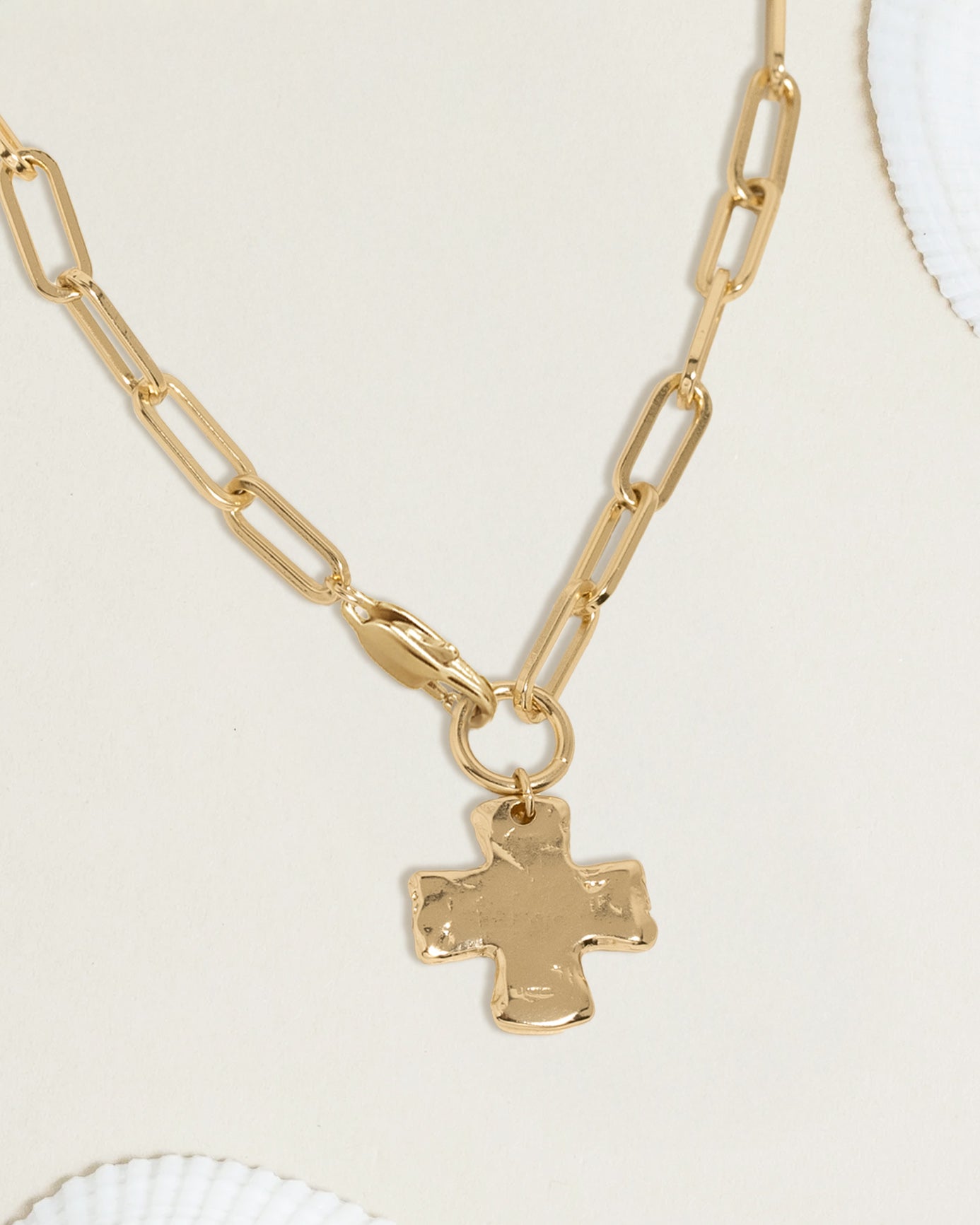 Chunky Cross Chain Necklace - Solid Gold