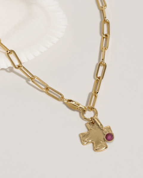 Chunky Cross Chain Birthstone Necklace – James Michelle
