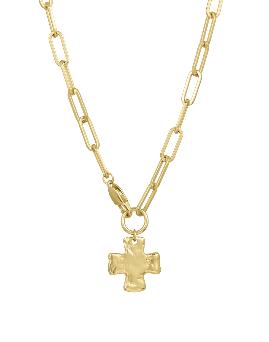 Chunky Cross Chain Birthstone Necklace
