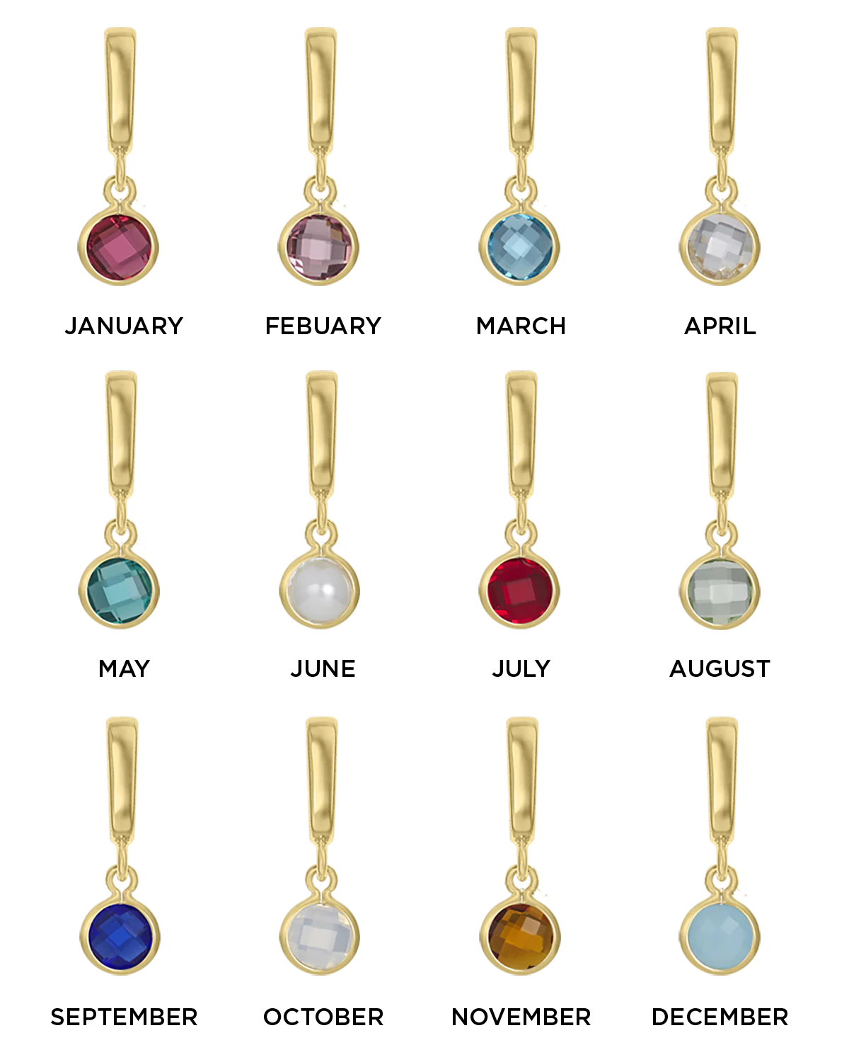 Chunky Cross Chain Birthstone Necklace