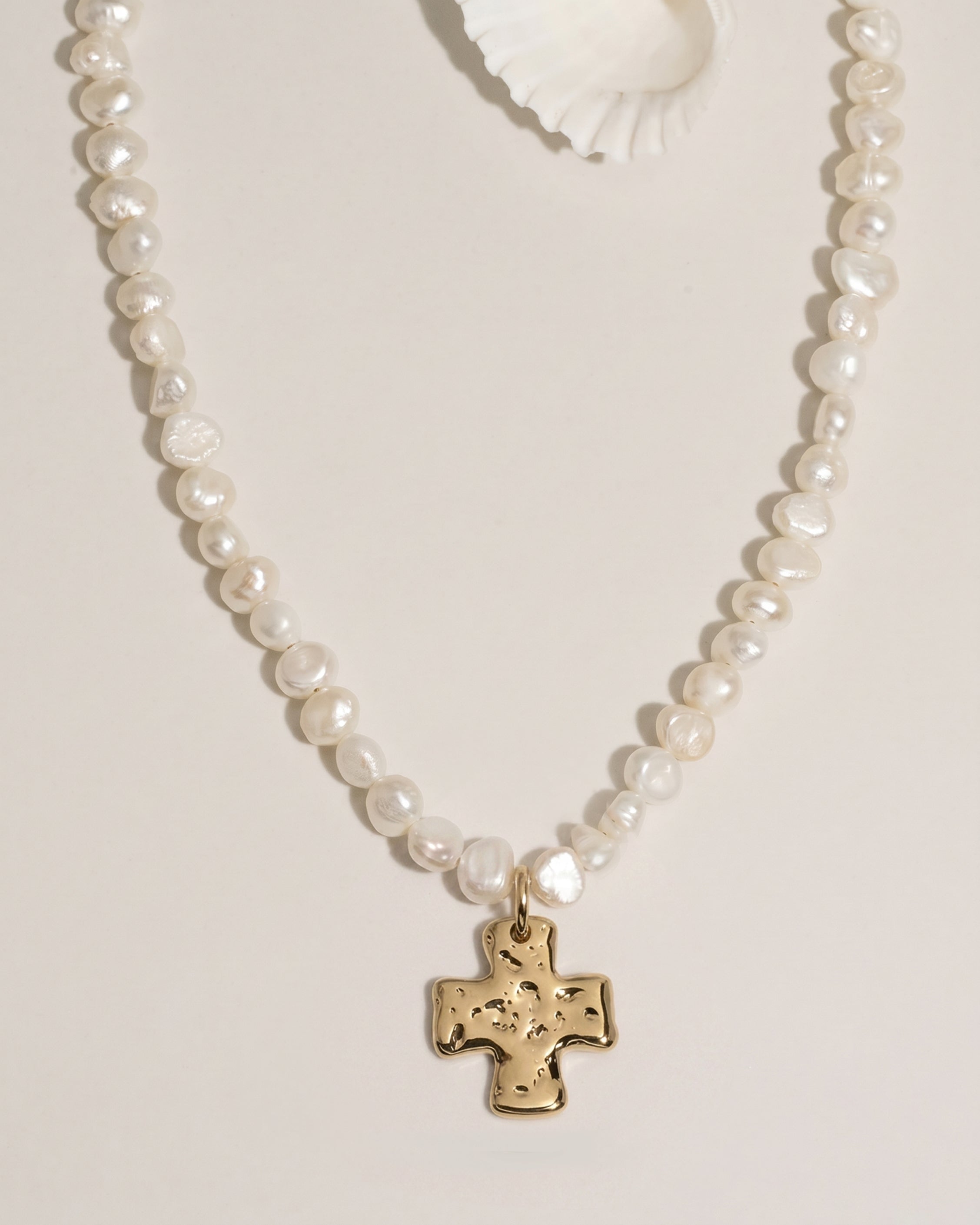 Chunky Cross Pearl Necklace – James Michelle