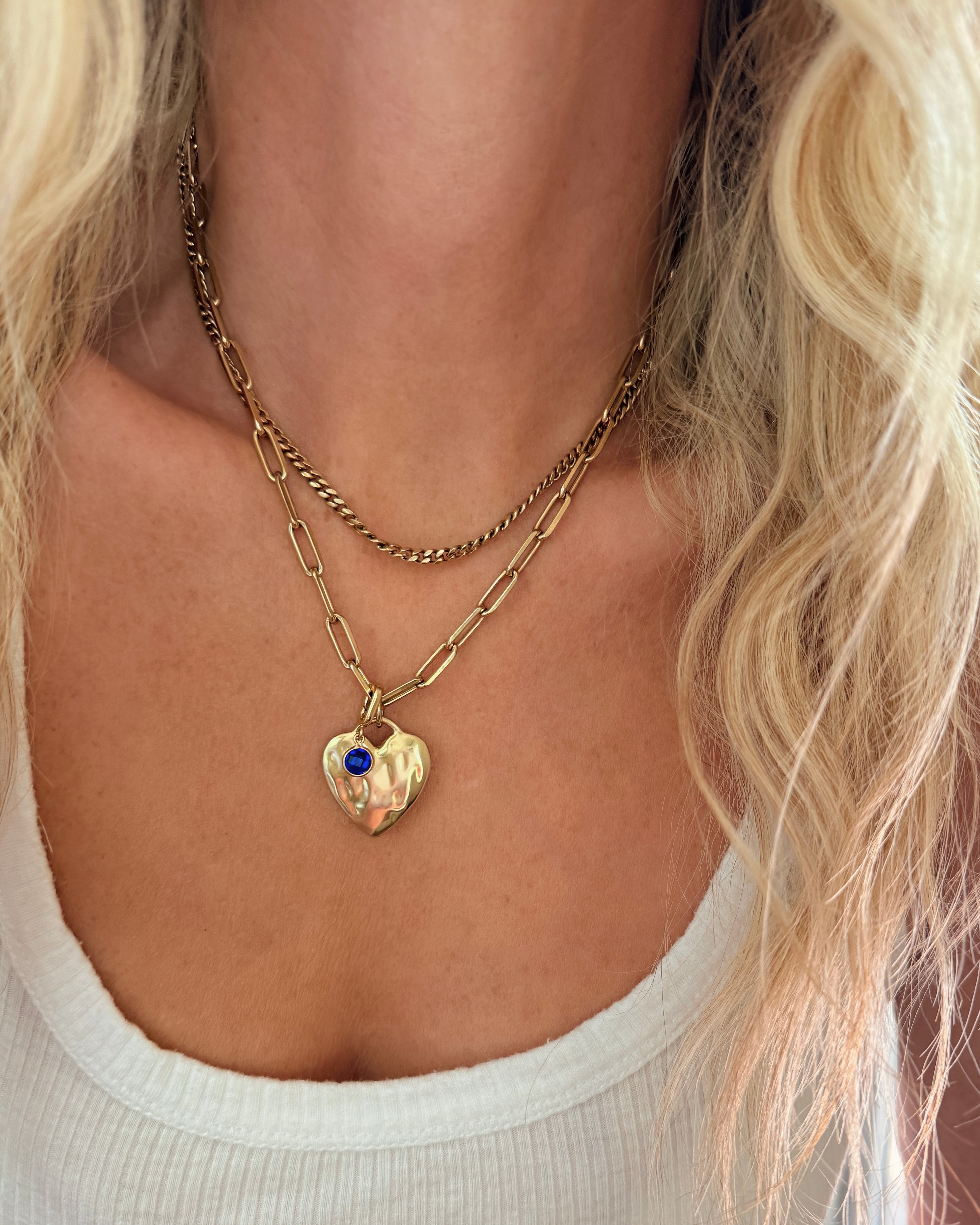 Chunky Heart Birthstone Necklace – James Michelle