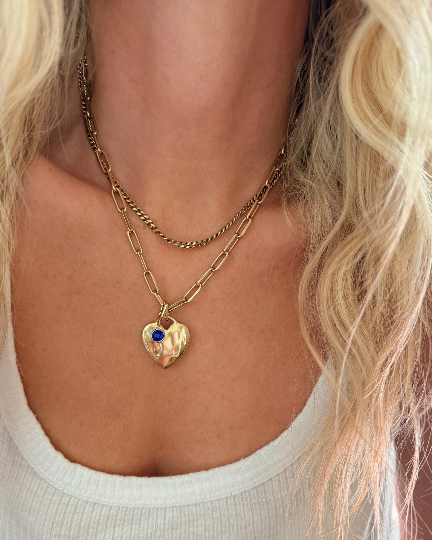Chunky Heart Birthstone Necklace