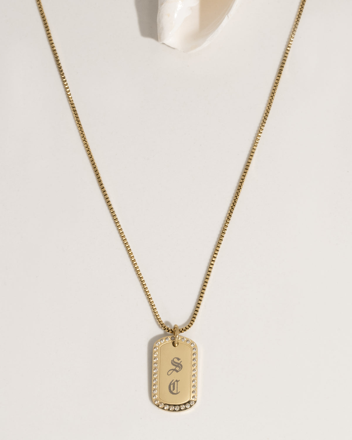 Crystal Tag Necklace