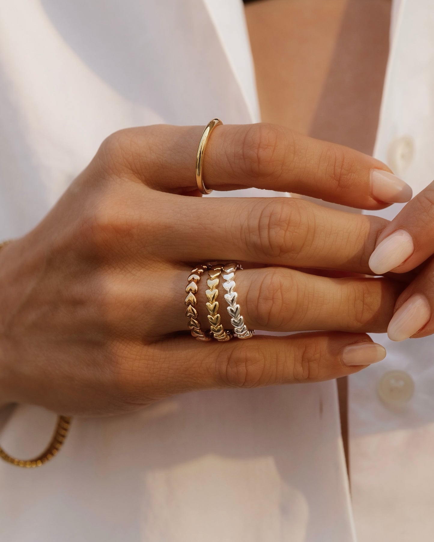 Tiny Heart Ring Set