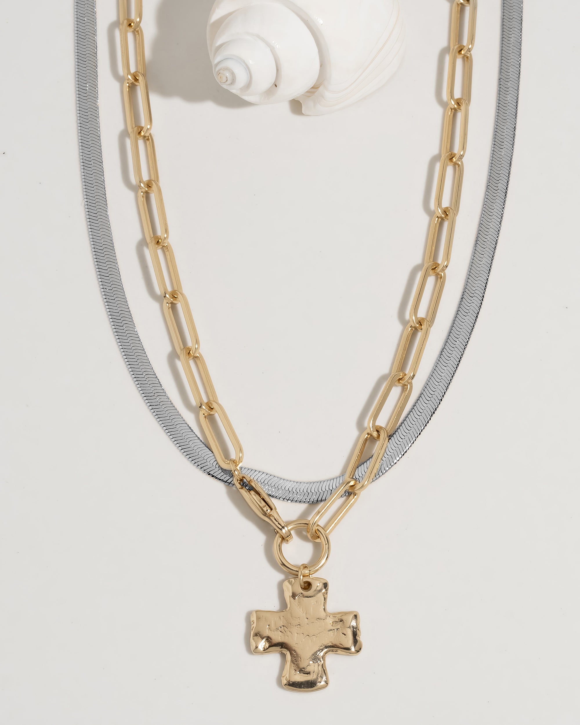 Chunky Cross Necklace Set - Mixed Metals – James Michelle