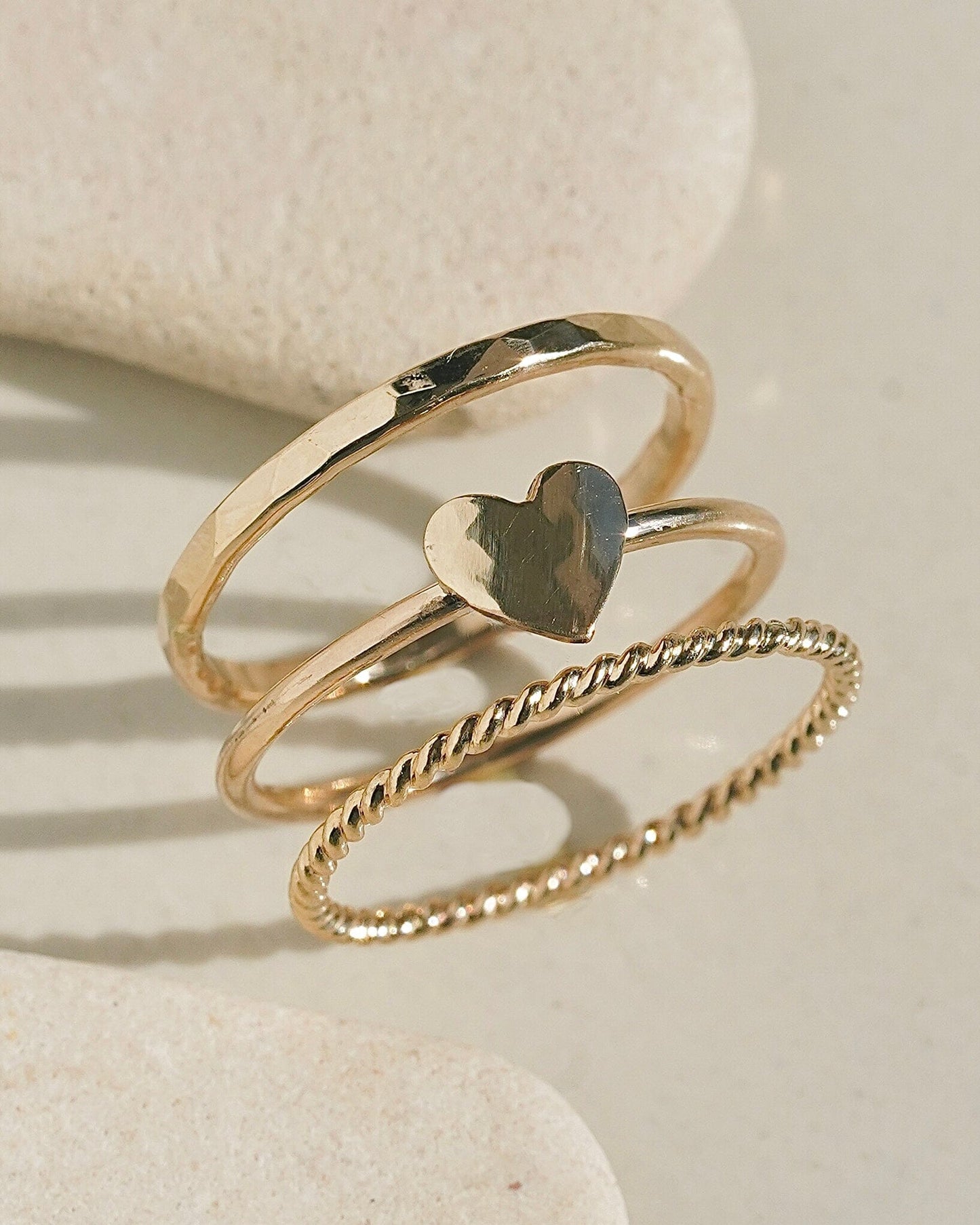 Tiny Heart Stacking Ring Set