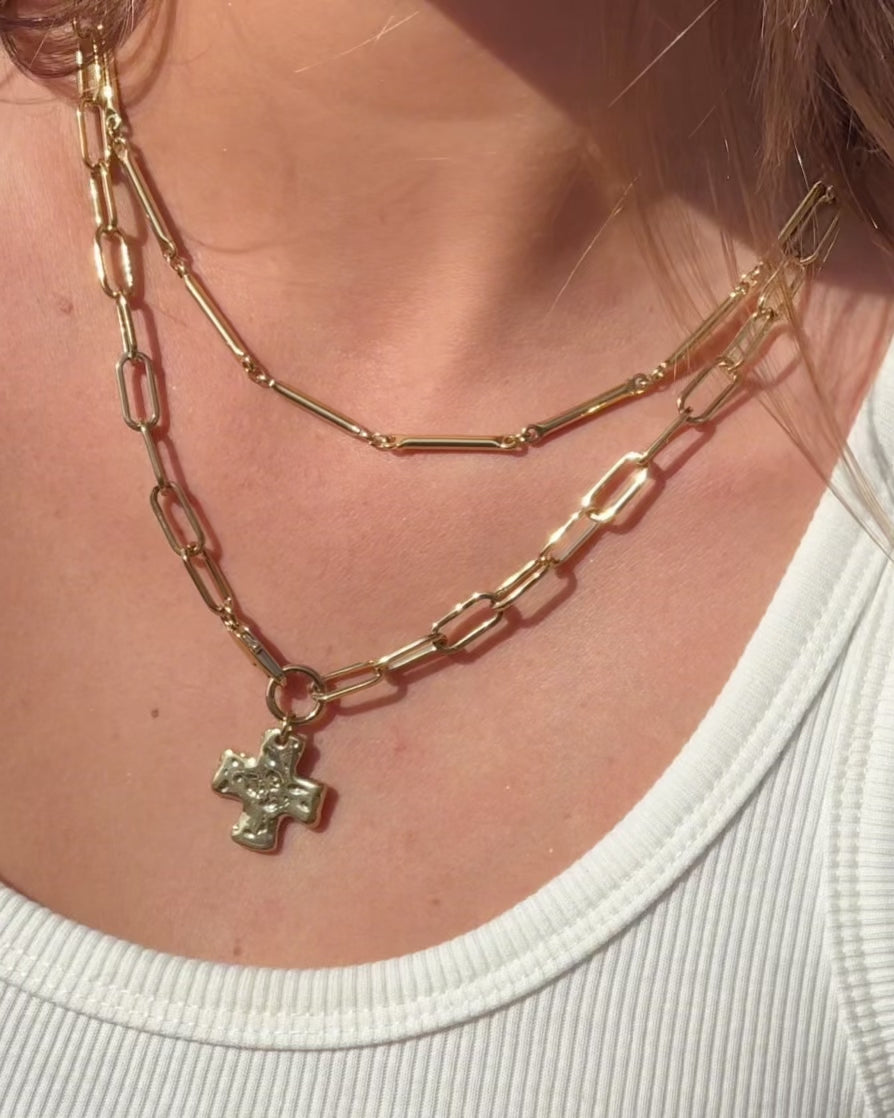 Chunky Cross and Pure Chain Necklace Set – James Michelle