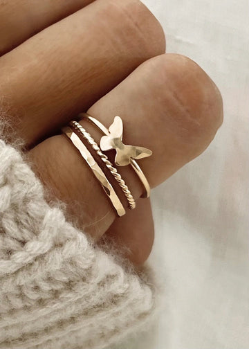 Tiny Butterfly Stacking Ring Set